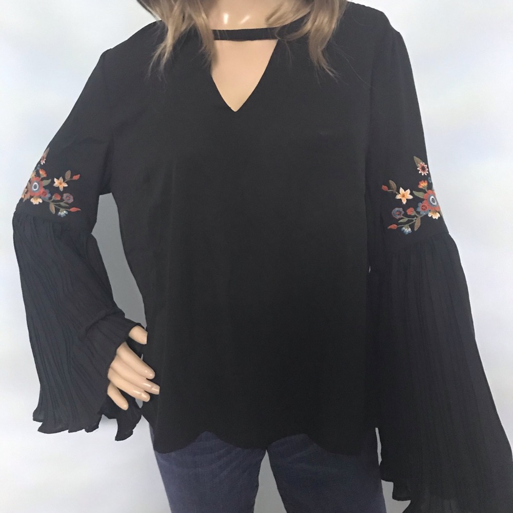 Jealous Tomato Hippie Floral Embroidered Top sz L